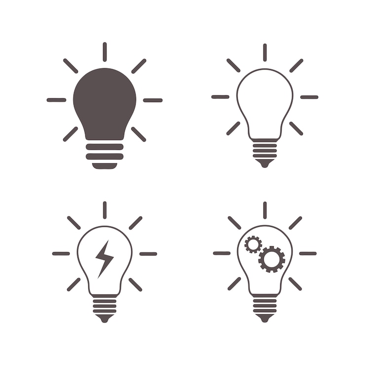 Vector vector de icono de línea de bombilla aislado sobre fondo blanco concepto de pensamiento de solución de signo de idea