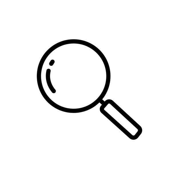 Vector de icono de línea de búsqueda ilustración aislada del símbolo de la señal de estilo blanco y negro en transparente