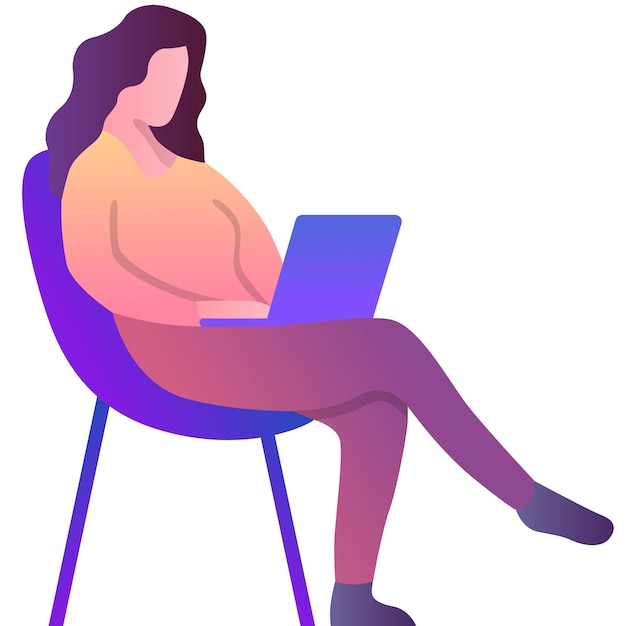 Vector de icono en línea de curso de formación de educación de mujer