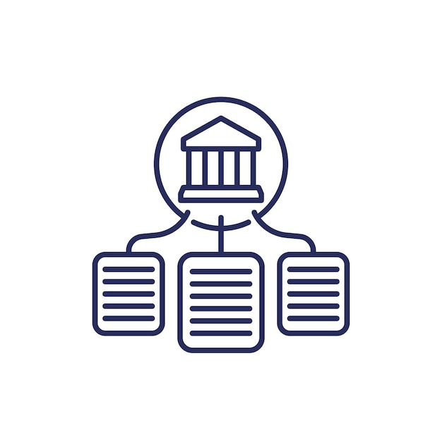 Vector de icono de línea de documentos bancarios