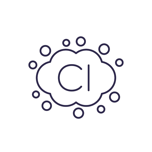 Vector de icono de línea de gas de cloro