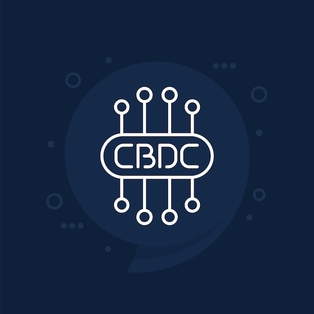El vector del icono de la línea de la moneda digital CBDC