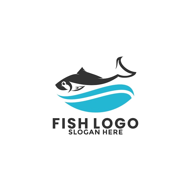 Vector de icono de línea de pescado fresco plantilla de logotipo de pescado