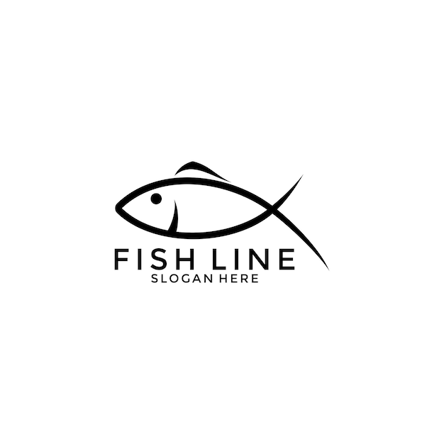 Vector de icono de línea de pescado fresco plantilla de logotipo de pescado