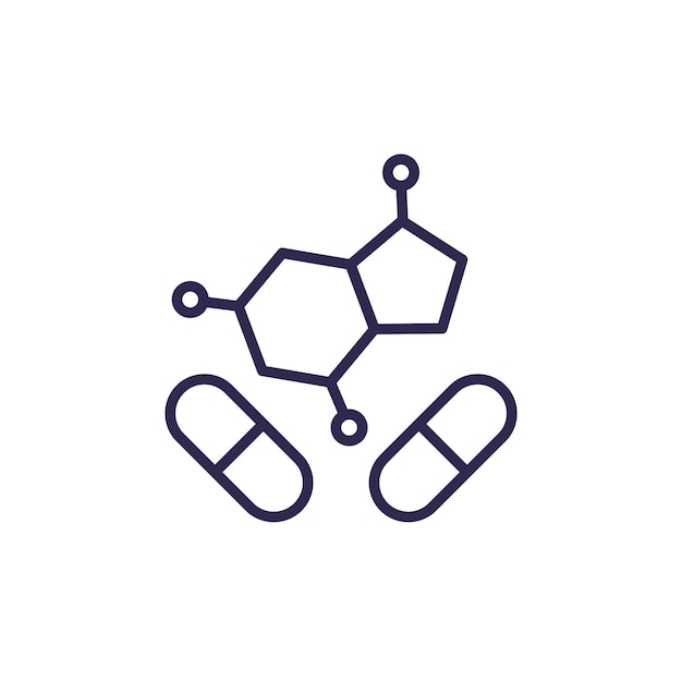 Vector de icono de línea de terapia hormonal