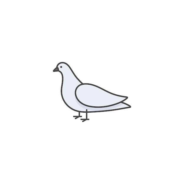 Vector icono lineal diseño paloma pájaro sobre fondo blanco Paloma coloridos emblemas o insignias