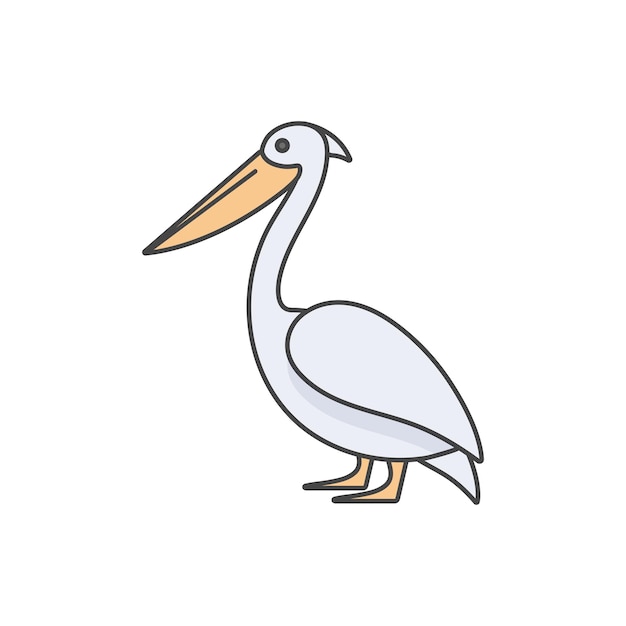 Vector icono lineal diseño pelícano pájaro sobre fondo blanco pelican coloridos emblemas o insignias