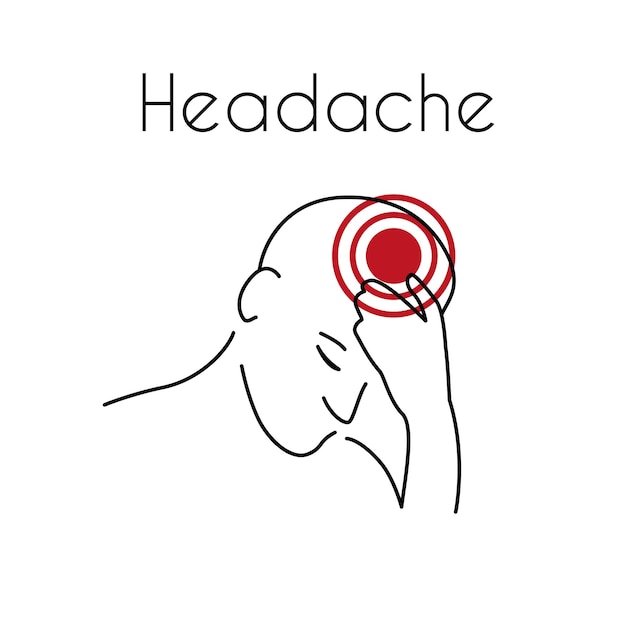 Vector icono lineal de dolor de cabeza de hombre joven