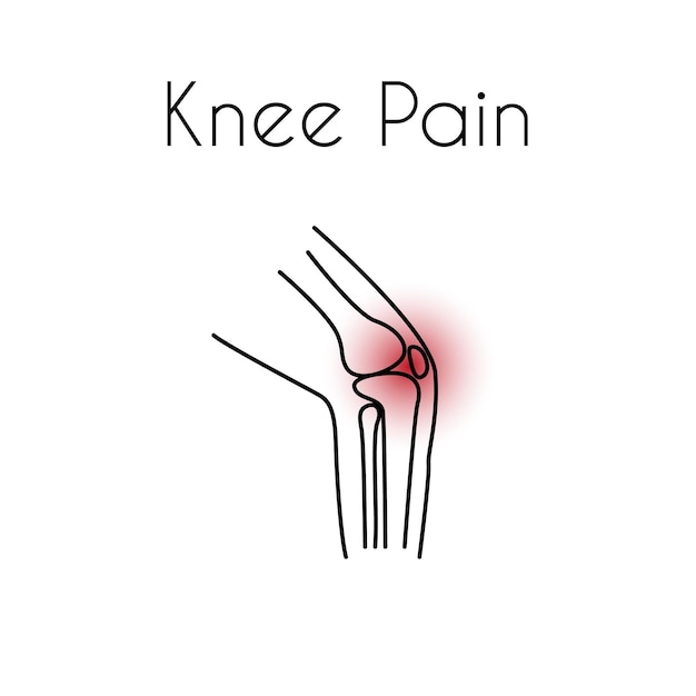 Vector icono lineal de dolor de rodilla