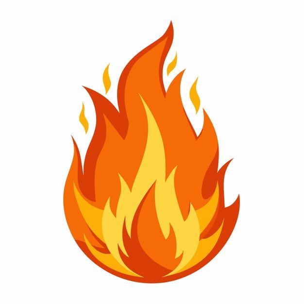 Vector de icono de llama de fuego o pegatina de llama