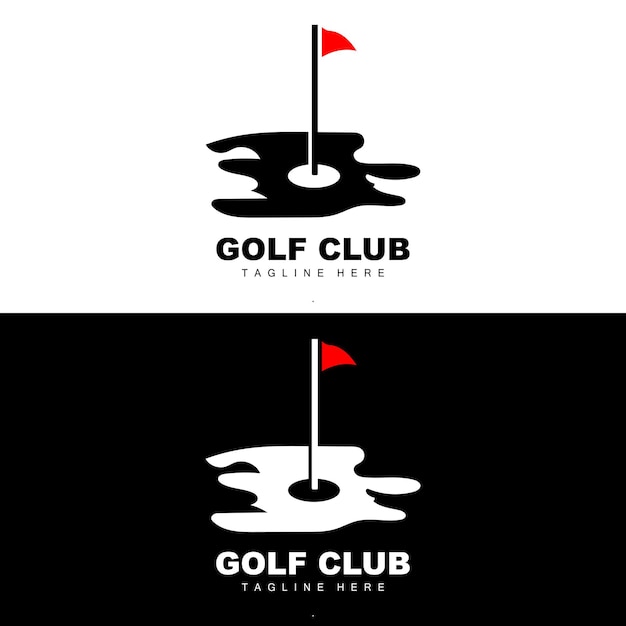 Vector icono logo palo de pelota de golf y golf Juegos al aire libre ilustración de concepto retro
