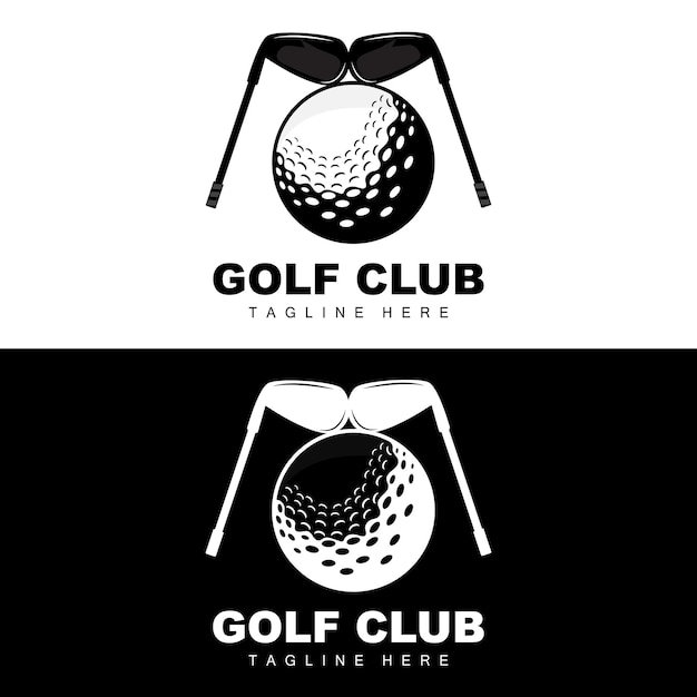 Vector vector icono logo palo de pelota de golf y golf juegos al aire libre ilustración de concepto retro