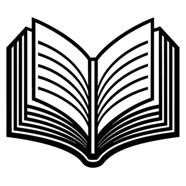Vector de icono de logotipo de arte de línea de libro en fondo transparente blanco para uso web