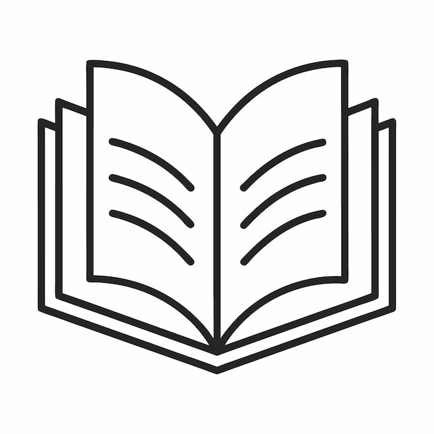 Vector de icono de logotipo de arte de línea de libro en fondo transparente blanco para uso web