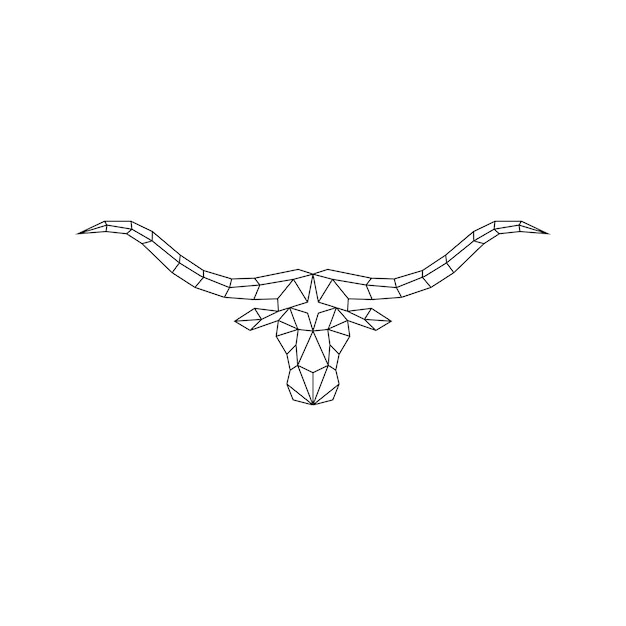 Vector de icono de logotipo de cabeza de ganado de cuernos largos de texas abstracto