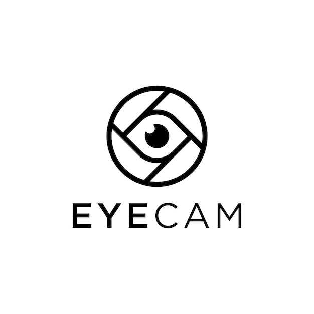 vector de icono de logotipo de fotografía de cámara de visión ocular