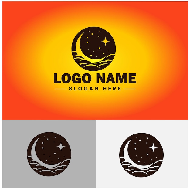 Vector de icono de logotipo de la luna para empresas, marcas, aplicaciones, iconos, estrellas, plantilla de logotipo del lecho de la noche de la luna