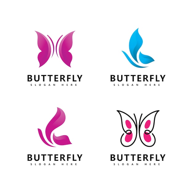 Vector de icono de logotipo de marca hermosa mariposa