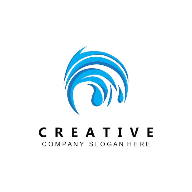 Vector de icono de logotipo de onda oceánica simple