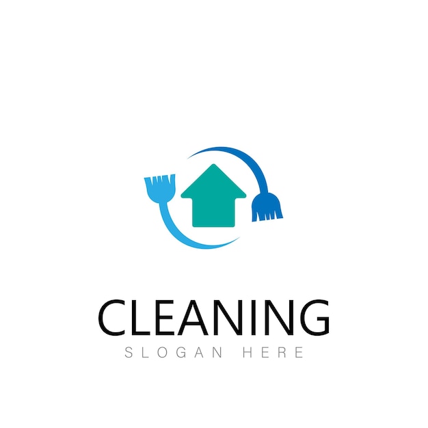 Vector de icono de logotipo de servicio limpio de limpieza