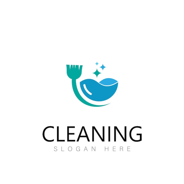 Vector de icono de logotipo de servicio limpio de limpieza