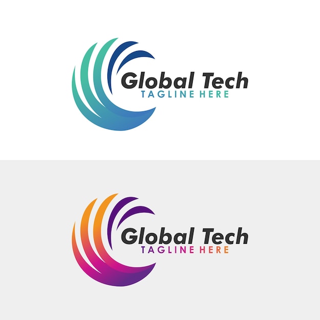 Vector de icono de logotipo de tecnología global aislado