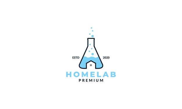 Vector de icono de logotipo de vidrio de laboratorio de casa o casa