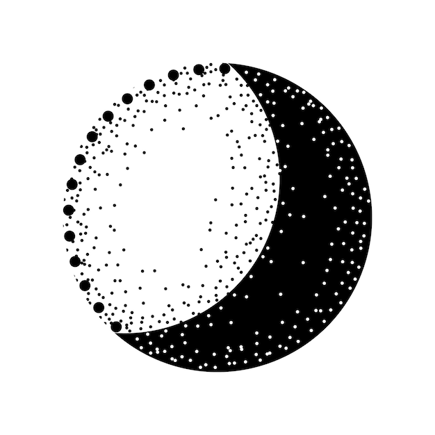 Vector de icono de luna creciente en blanco y negro