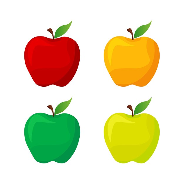 Vector icono de manzana rojo verde naranja