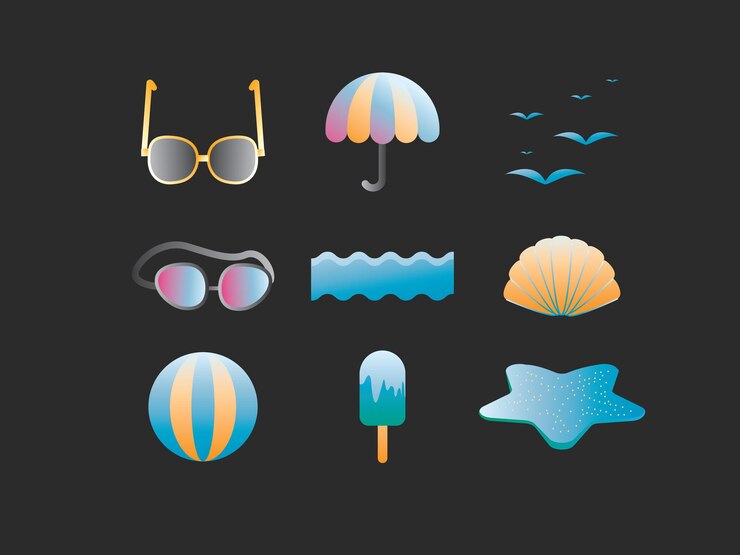 Vector de icono de morfismo de playa de verano degradado