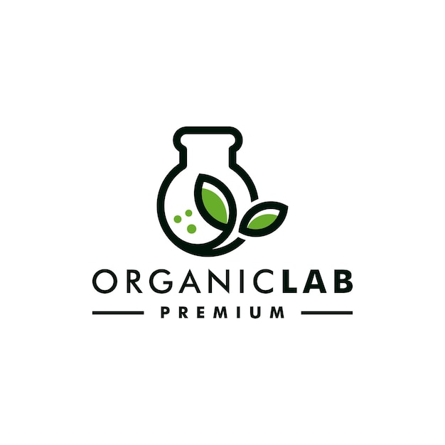 Vector de icono de naturaleza de diseño de logotipo de laboratorio de hoja orgánica