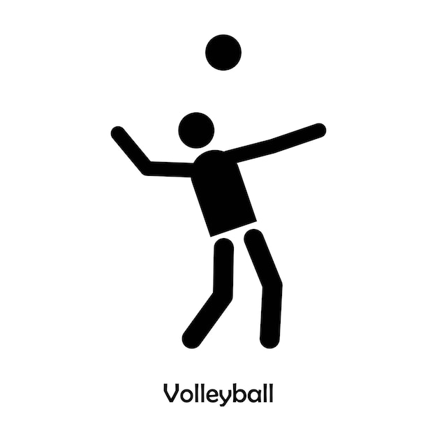 Vector de icono negro plano de voleibol aislado en fondo blanco