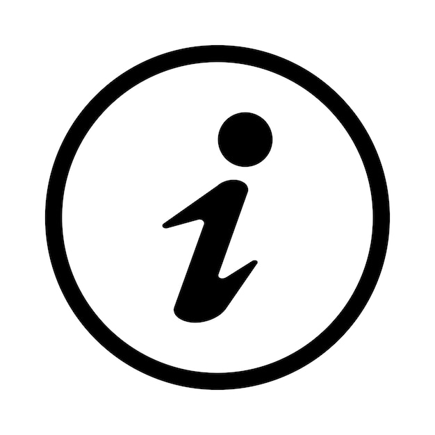 Vector de icono negro con símbolo circular plano de información