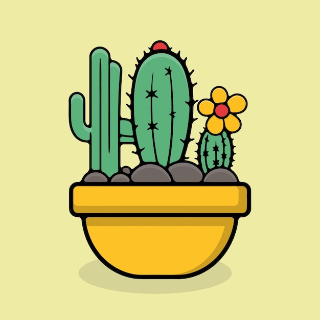 Vector del ícono de la olla suculenta del cactus