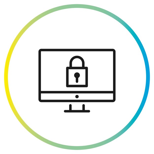 Vector de icono de ordenador de escritorio y bloqueo en pantalla