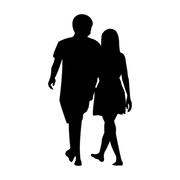 vector, icono, pareja, silueta