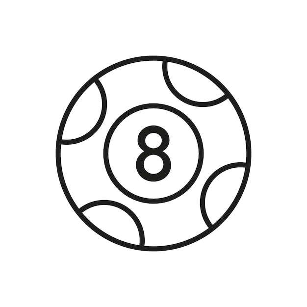 Vector del icono de la pelota 8 en fondo blanco Icono del billar de billar Gráficos de la bola ocho