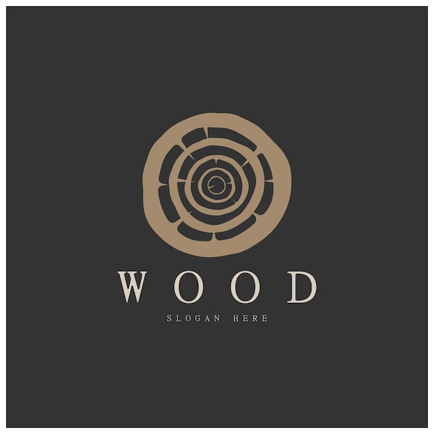 Vector de icono de plantilla de logotipo de madera para fábricas de madera plantaciones de madera procesamiento de troncos muebles de madera