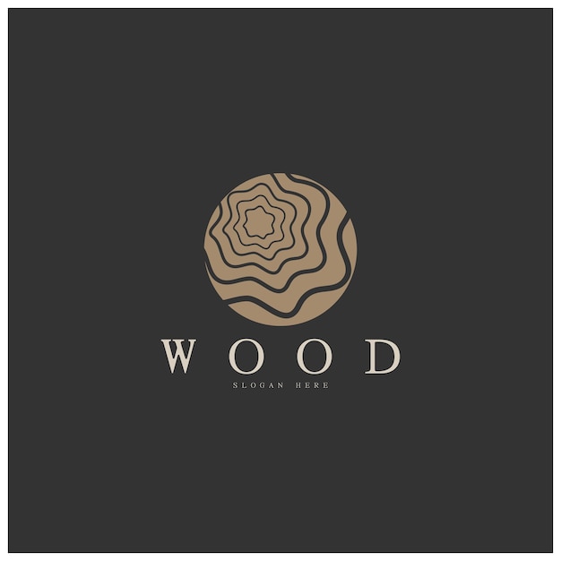 Vector de icono de plantilla de logotipo de madera para fábricas de madera plantaciones de madera procesamiento de troncos muebles de madera
