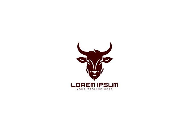 Vector de icono de plantilla de logotipo y símbolos de cuerno de toro