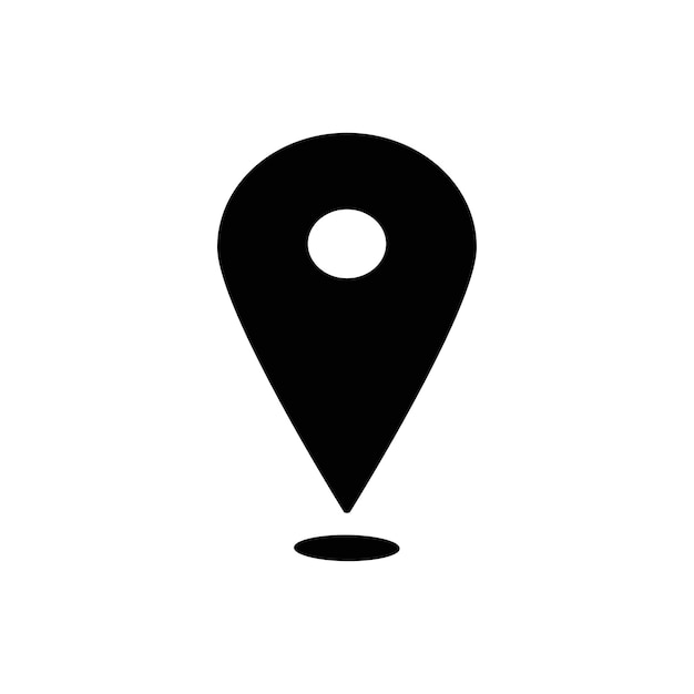 Vector de icono de puntero de mapa, marca Vector blanco y negro