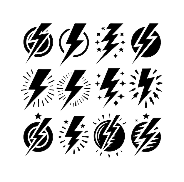 El vector del icono del rayo está aislado en un fondo blanco.