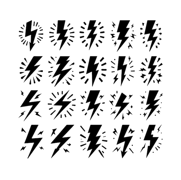 El vector del icono del rayo está aislado en un fondo blanco.