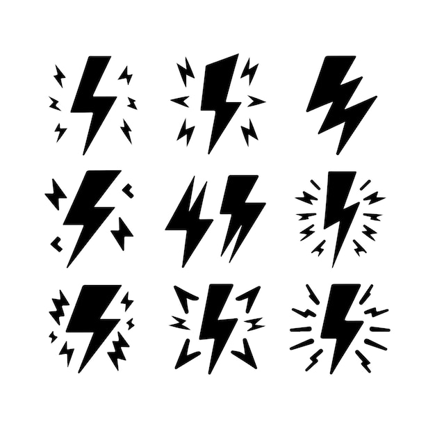 El vector del icono del rayo está aislado en un fondo blanco.