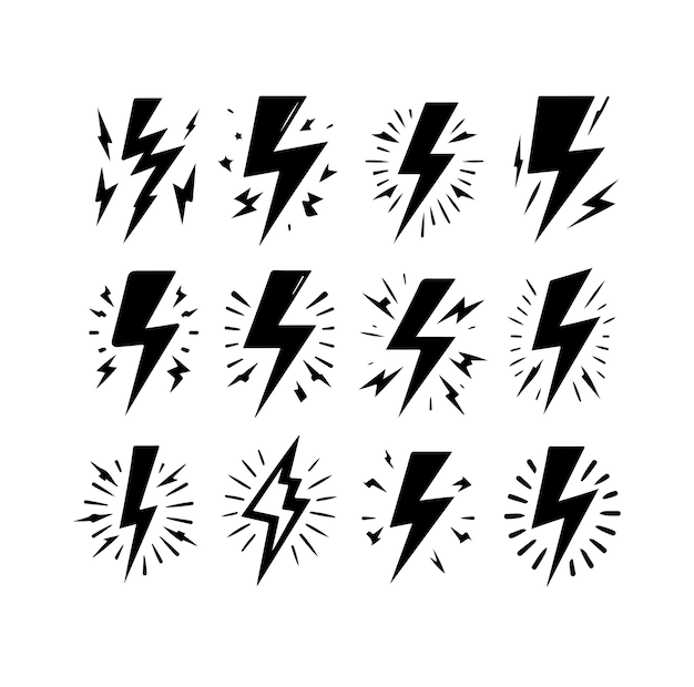 El vector del icono del rayo está aislado en un fondo blanco.