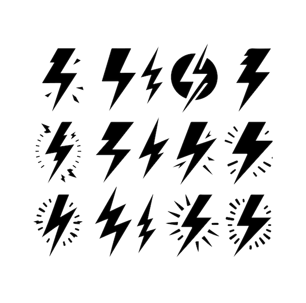 El vector del icono del rayo está aislado en un fondo blanco.