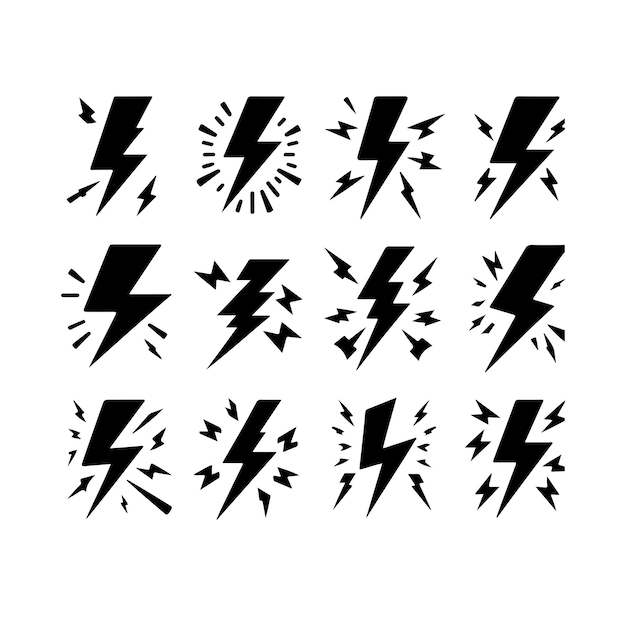 El vector del icono del rayo está aislado en un fondo blanco.