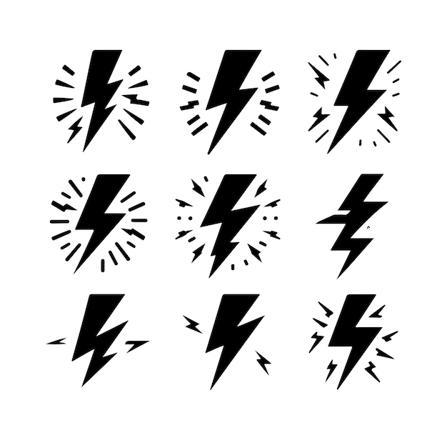 El vector del icono del rayo está aislado en un fondo blanco.