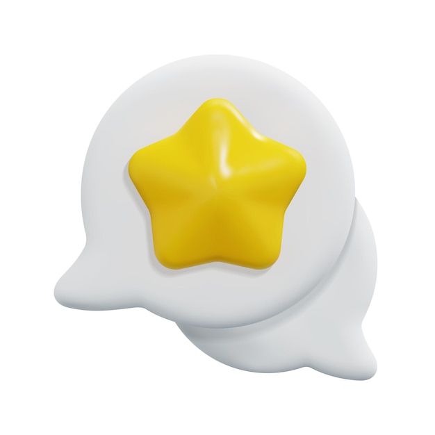 vector de icono de retroalimentación 3d Aislado sobre fondo blanco marca de lealtad del cliente 3d y concepto de marketing Burbuja 3d de estilo minimalista de dibujos animados con ilustración de renderizado de vector de icono de estrella
