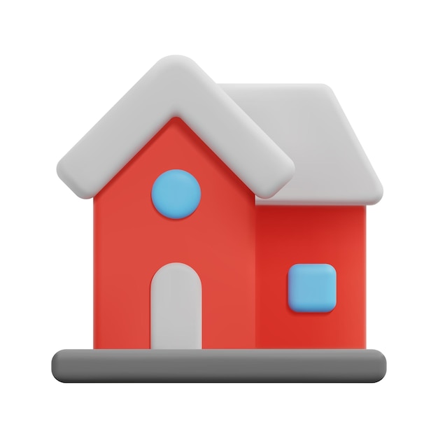 Vector de icono separado 3d Aislado sobre fondo blanco Concepto de arquitectura y construcción 3d Dibujos animados estilo minimalista Ilustración de renderizado de vector de icono de casa 3d